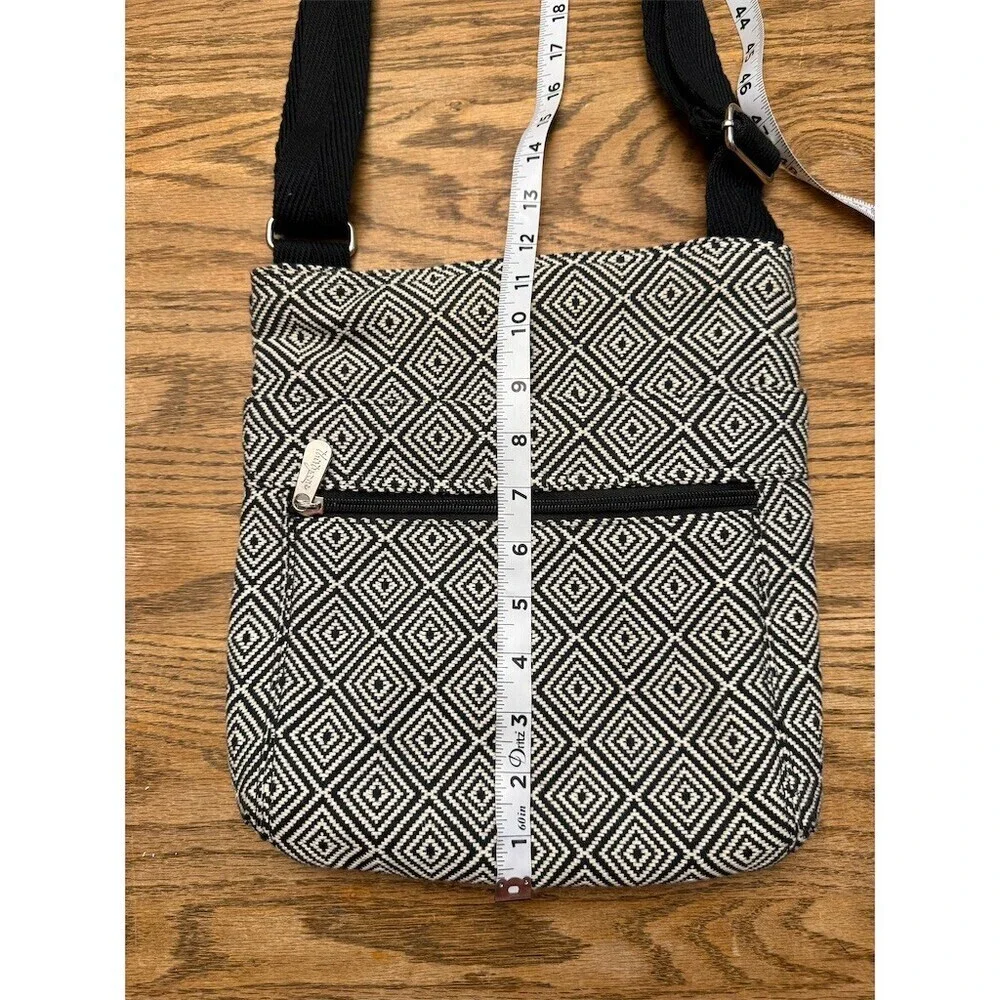 Thirty One Gifts Crossbody Organizer Bag Black White Geometric